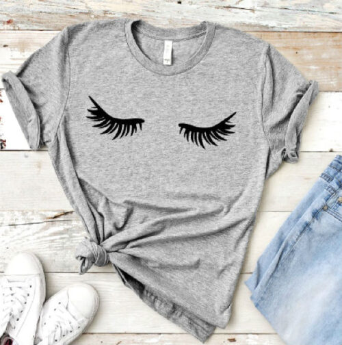 eyelashes t-shirt gray