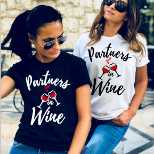 Partners In Wine T-Shirt Black White