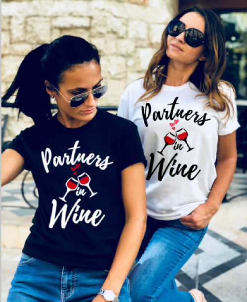 Partners In Wine T-Shirt Black White