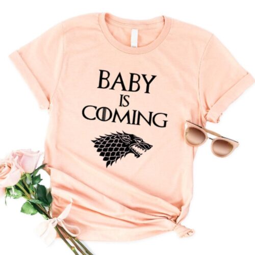 baby is coming t-shirt peach