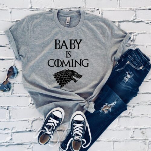 baby is coming t-shirt gray