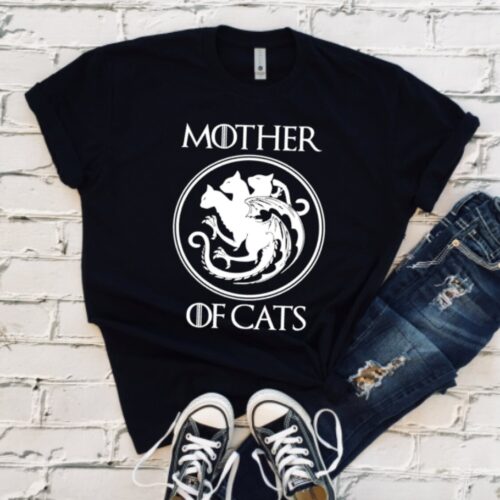 mother of cats t-shirt black