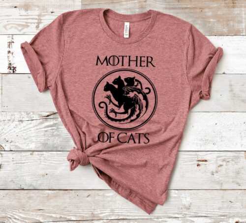 mother of cats t-shirt mauve