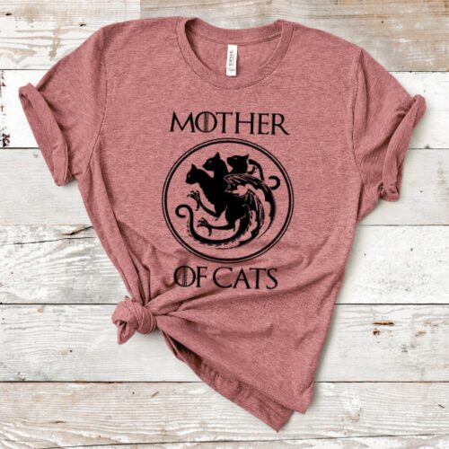 mother of cats t-shirt mauve