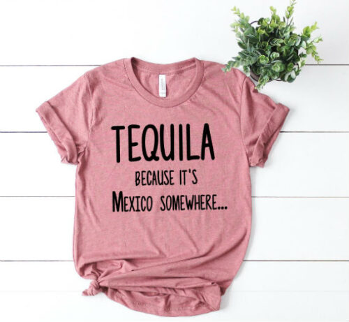 Tequila Because It's Mexico Somewhere T-Shirt Mauve