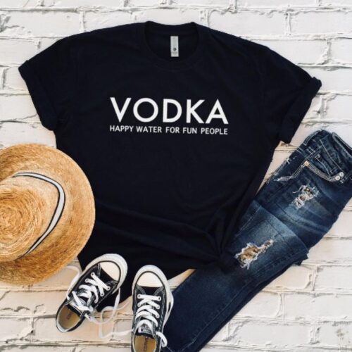 vodka happy water for fun people t-shirt black