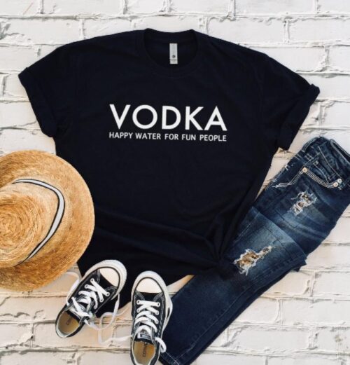 vodka happy water for fun people t-shirt black