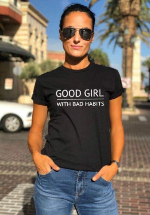 good girl with bad habits t-shirt black