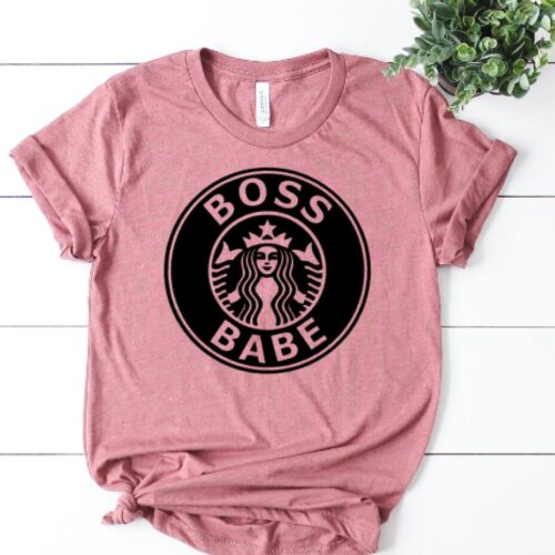 boss babe t-shirt mauve