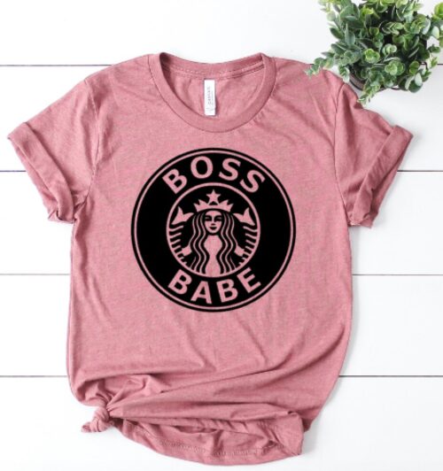 boss babe t-shirt mauve