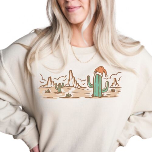 Howdy Christmas Sweatshirt, Retro Desert Sweatshirt