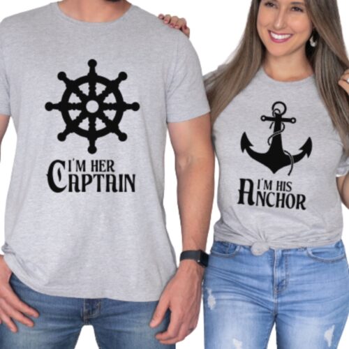 Nautical Couples Matching T-Shirts gray