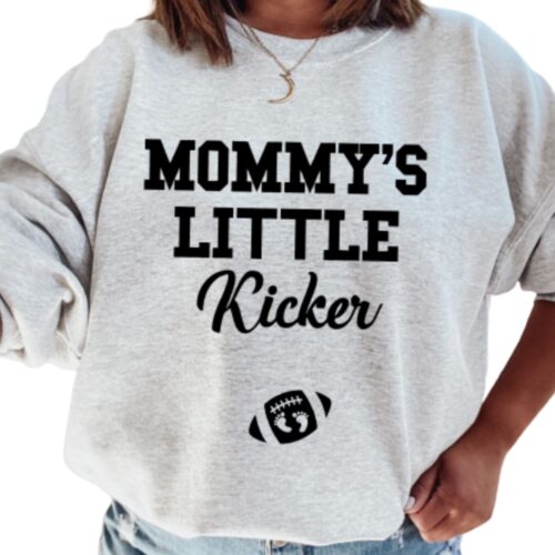 mommy's little kicker sweatshirt gray