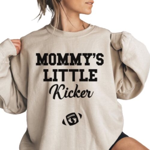 mommy's little kicker sweatshirt sand 1