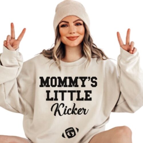 mommy's little kicker sweatshirt sand
