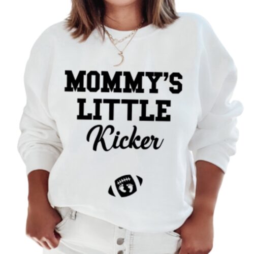 mommy's little kicker sweatshirt white