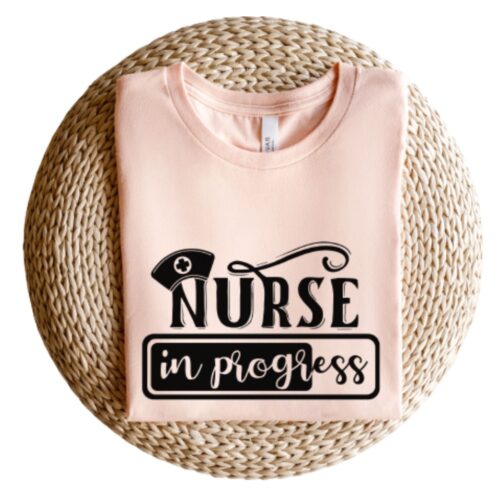 nurse in progress t-shirt peach