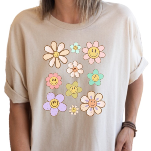 Hippie Flower Boho T-Shirt sand