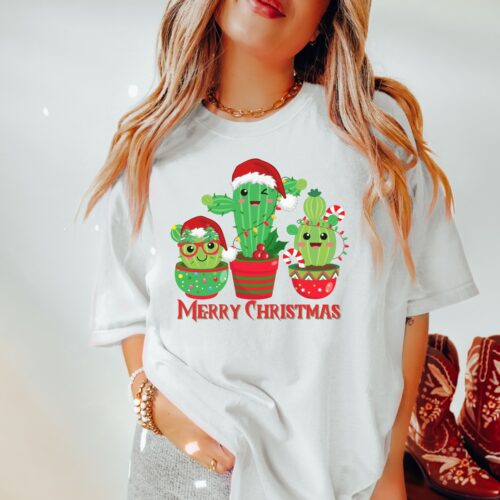 cactus christmas white shirt