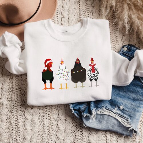 christmas chicken white sweatshirt