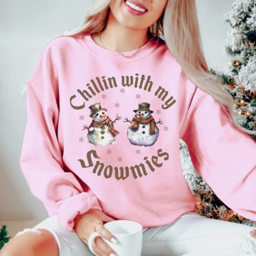 chillin snowmies pink sweatshirt