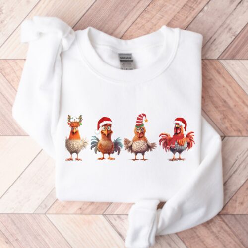 christmas chicken white sweatshirt