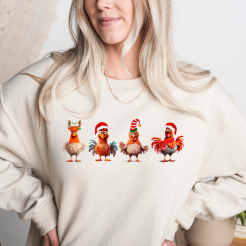 christmas chickens sand sweatshirt