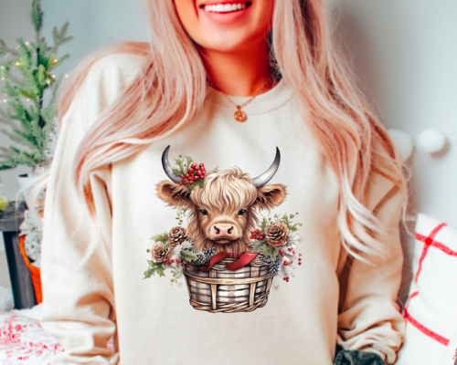 christmas cow sand sweatshirt