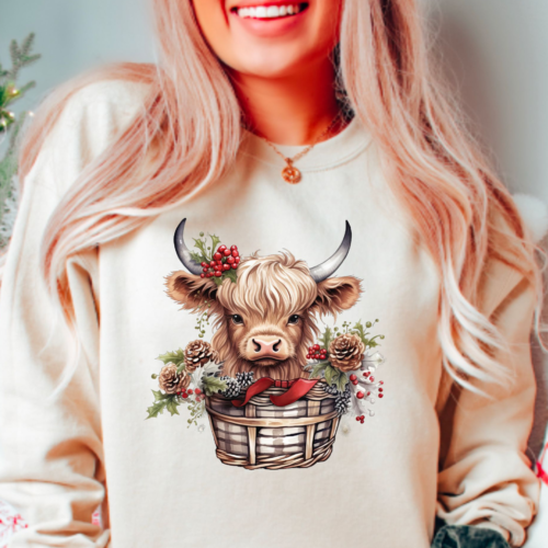 christmas cow sand sweatshirt