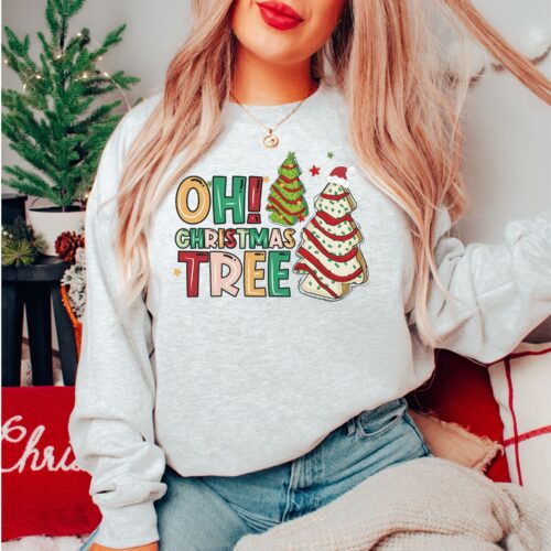 christmas tree gray sweatshirt