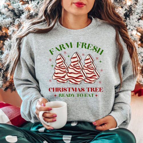 farm fresh christmas tree gray sweatshirt