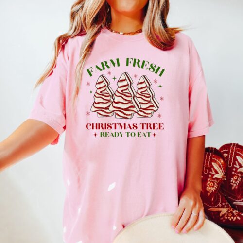 Christmas Tree and Cookies Pink T-Shirt
