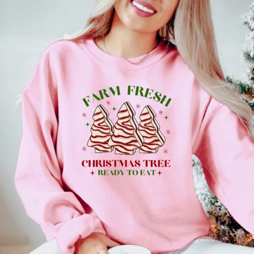 farm fresh christmas tree pink sweatshirt
