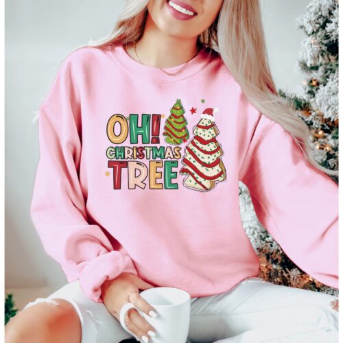 christmas tree pink sweatshirt