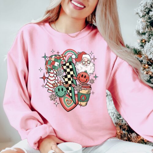 Vintage Santa Claus Pink Sweatshirt