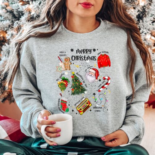 doodle christmas gray sweatshirt