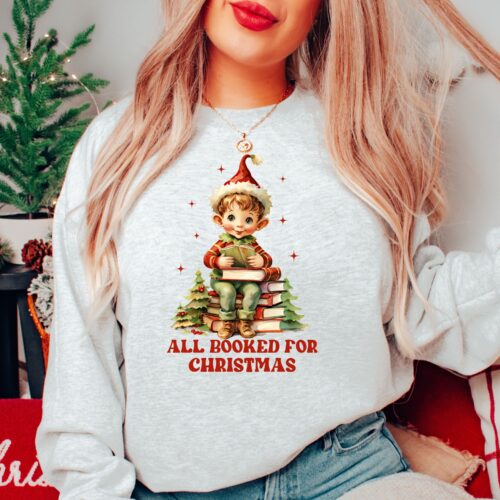 Christmas Book Lover Sweatshirt gray