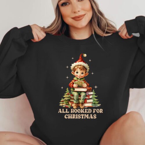 Christmas Book Lover Sweatshirt black