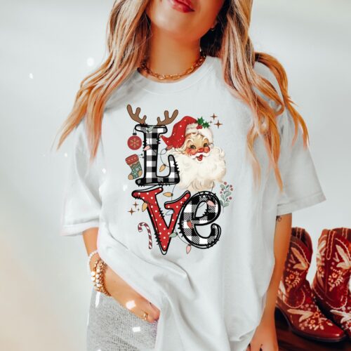 love santa white shirt