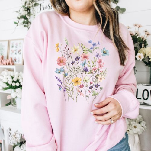 wild flowers pink sweatshirt