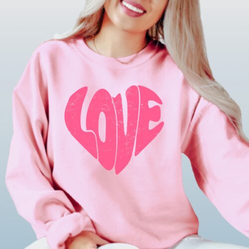 Retro Love Heart sweatshirt pink
