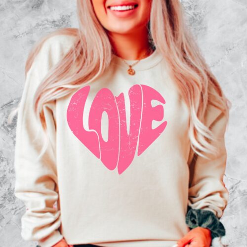 Retro Love Heart sweatshirt sand
