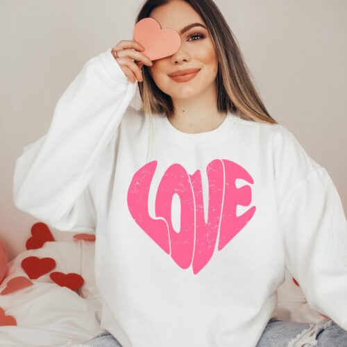 Retro Love Heart sweatshirt white