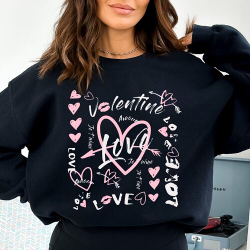 Cupid Valentine Day Sweater Black